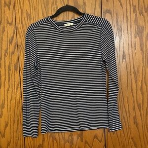 Madewell Ribbed Stripe Long Sleeve Tee XL Black Cream